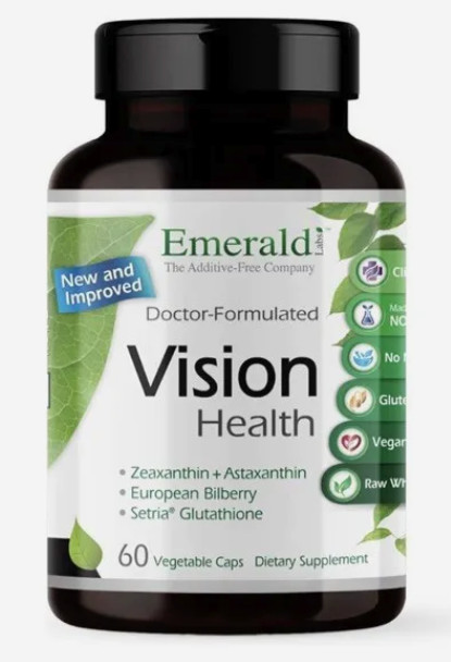 Emerald Labs Vision Health 60 Vegetable Caps Zeaxanthin – Asaxanthin – Bilberry