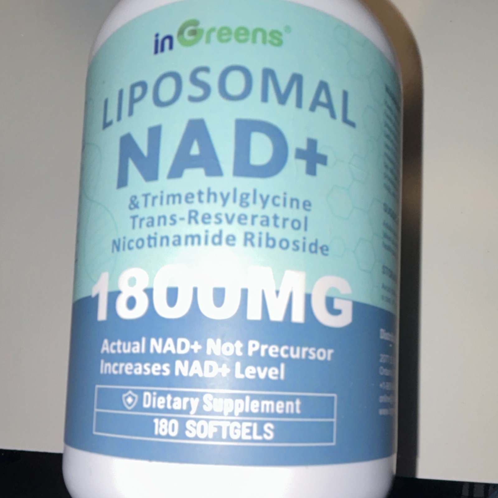 inGreens Liposomal NAD+ Dietary Supplement 1800mg 180 Softgels Trimethylglycine