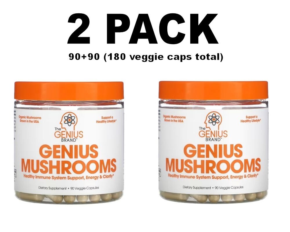The Genius Brand, Genius Mushrooms, 2 PACK, 90 Veggie Capsules each (180 total!)
