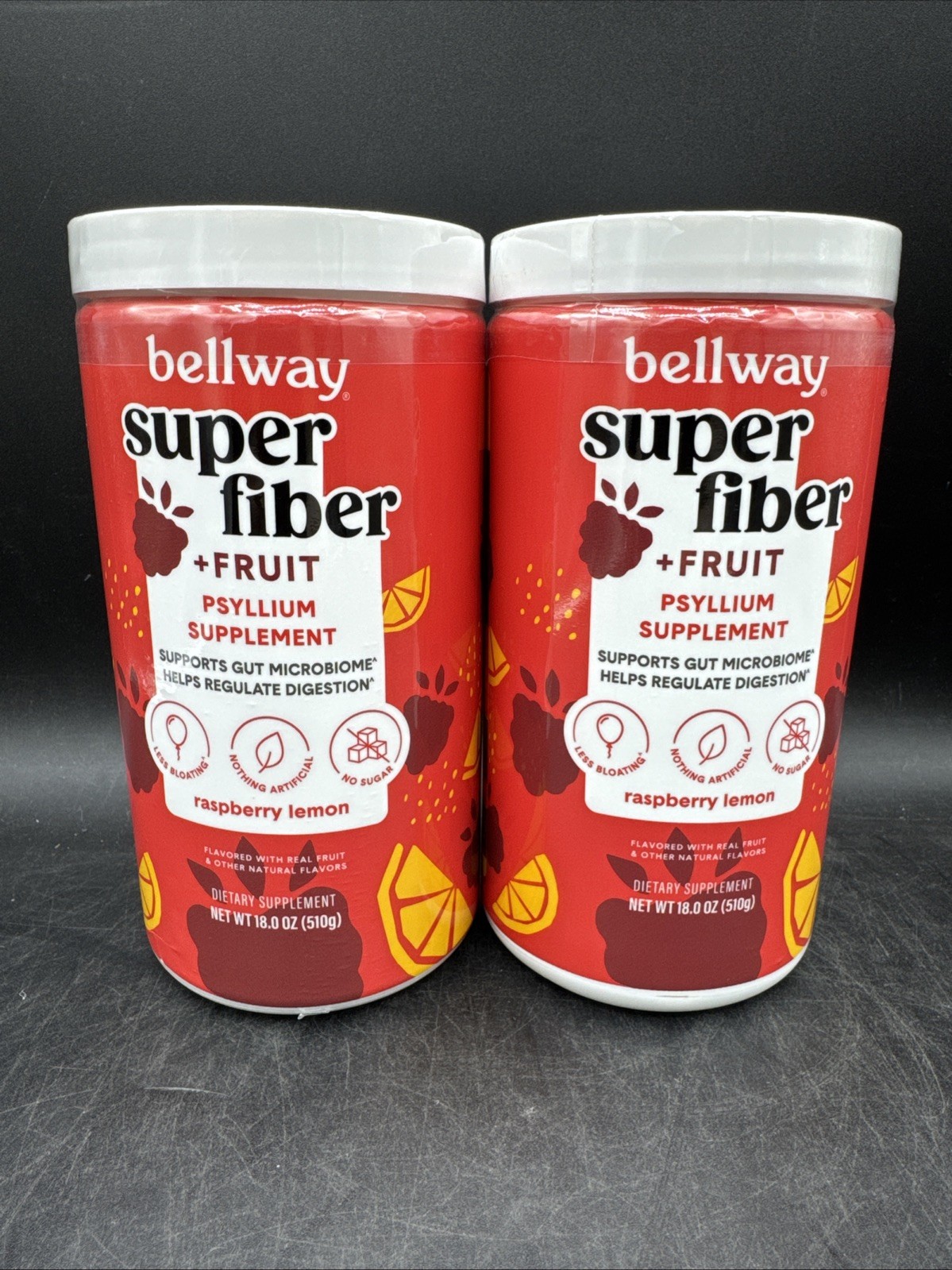 Lot of 2 – Bellway Super Fiber + Fruit Psyllium Husk Raspberry Lemon – 36oz