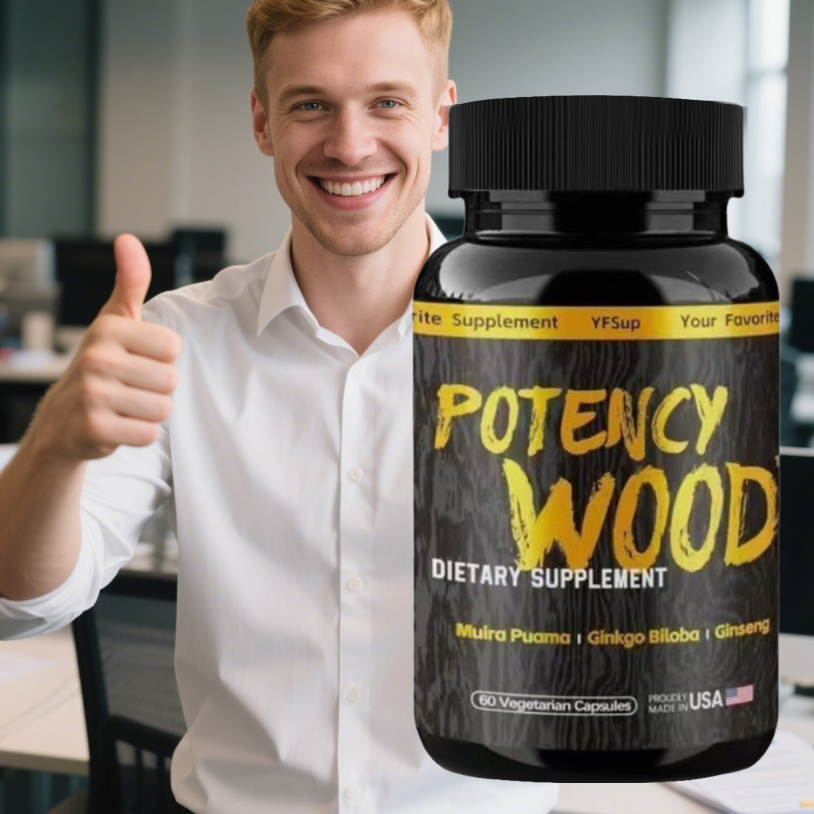 Potency Wood Ginseng Ashwagandha Gingko Tribulus, Herbal Supplements 60 Capsules