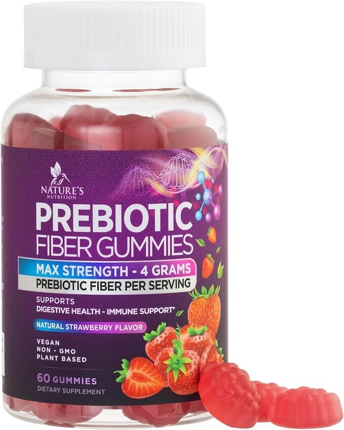 Fiber Gummies for Adults, Daily 4g Gummy Fiber Supplement, Prebiotic Gummy Chews