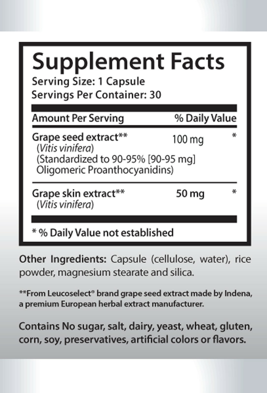 antioxidant formula – GRAPE SEED EXTRACT 100mg – lower blood pressure 1B