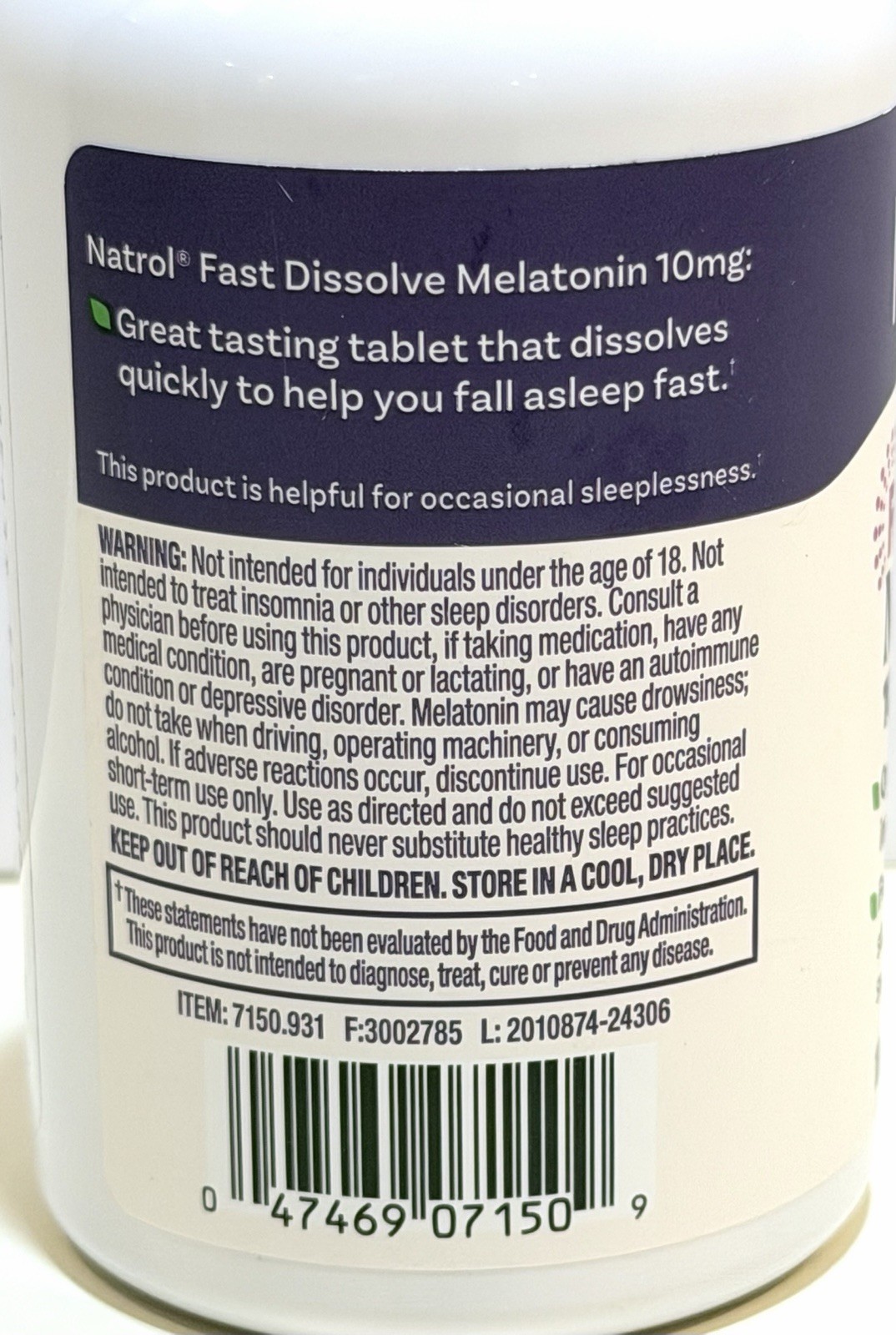 Natrol Fast Dissolve Melatonin 10mg Strawberry Flavor 100 Tablets Sleep Support