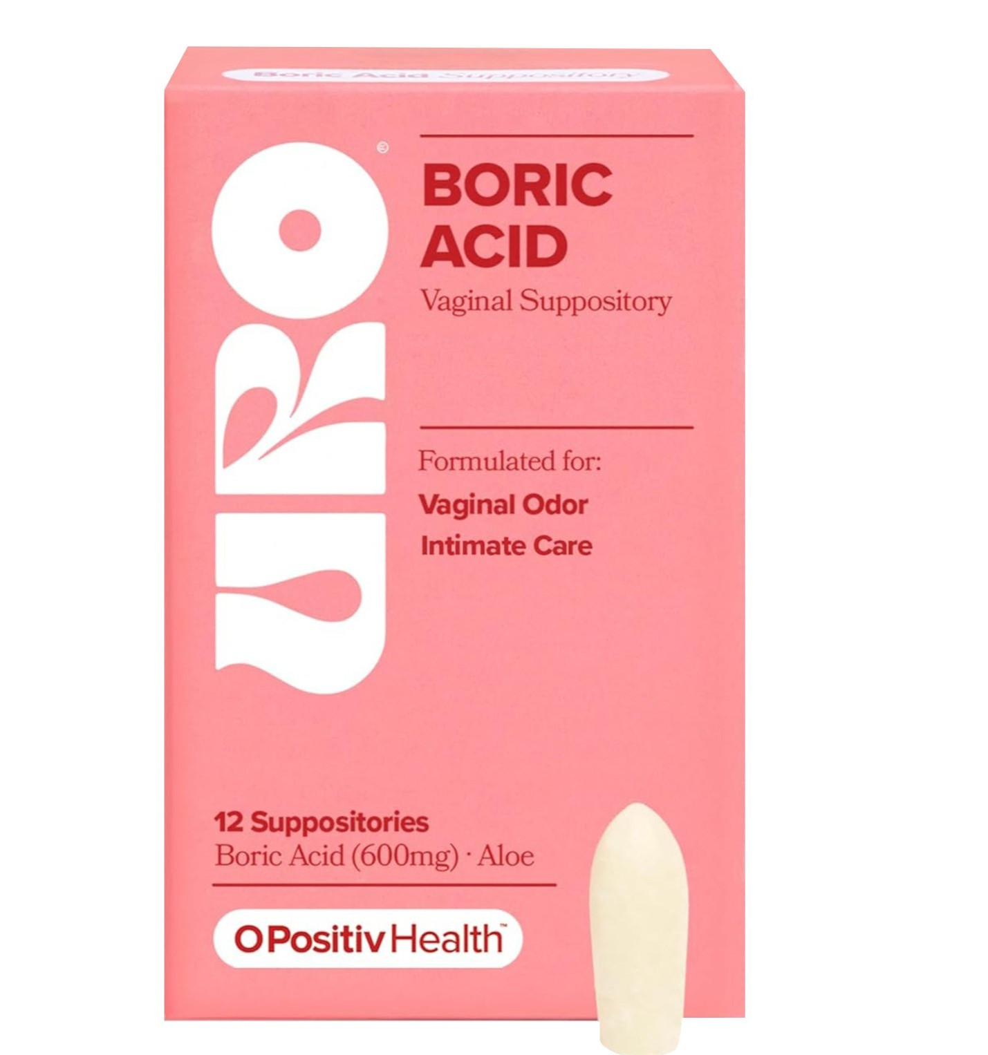 URO – Boric Acid Vaginal Support Acid & Aloe For Vaginal Odor, 12 Ct