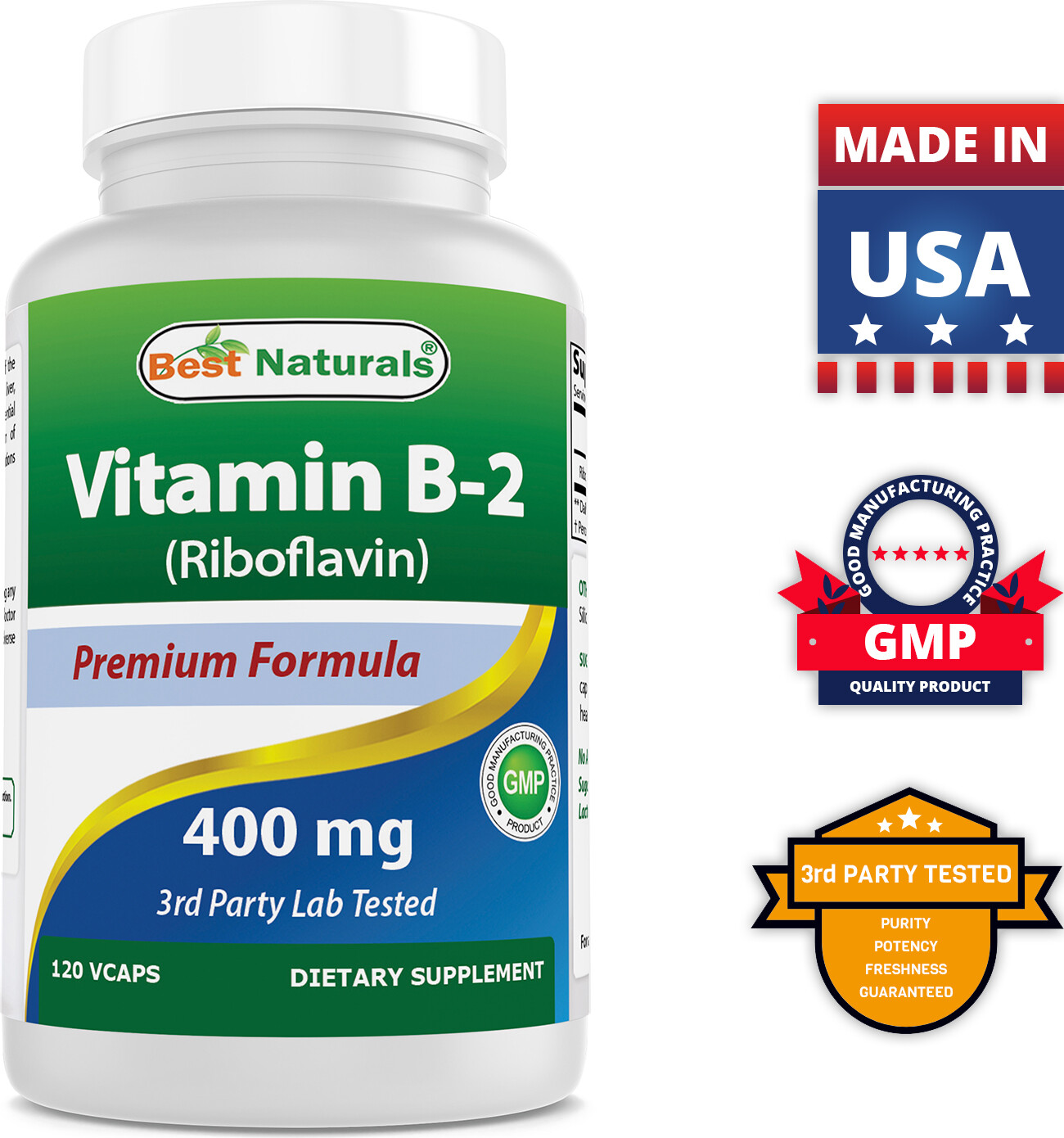 Best Naturals Vitamin B2 400 mg 120 Veg Capsules