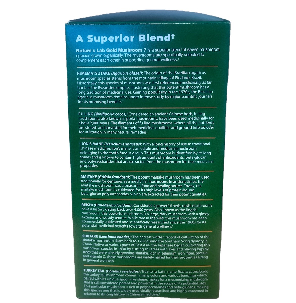 Natures Lab Mushroom 7 Complex Dietary Supplement 1,500mg 180 Caps Vegan Non-GMO