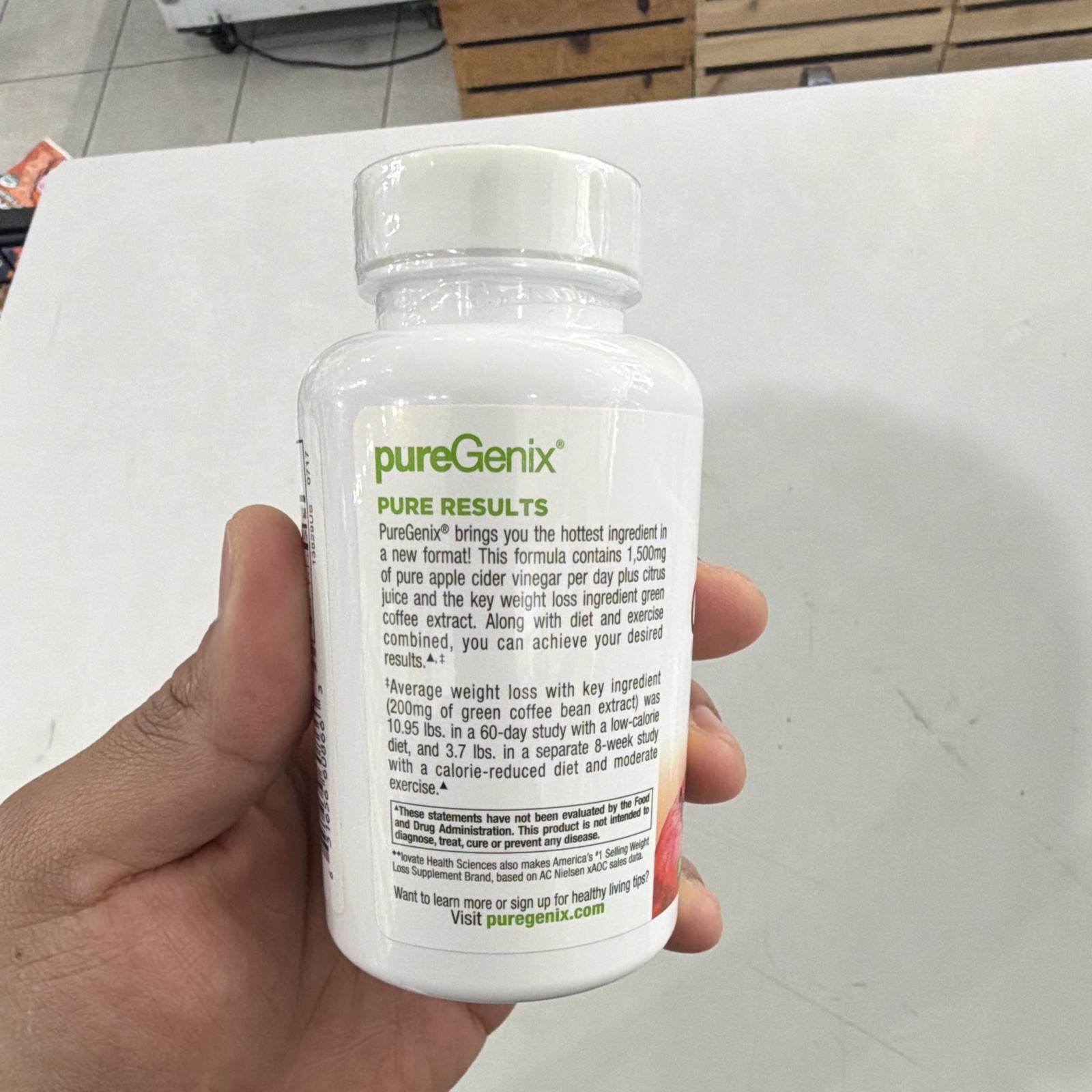 pureGenix Apple Cider Vinegar 1500mg Tablets Green Coffee Vegan 100 Count