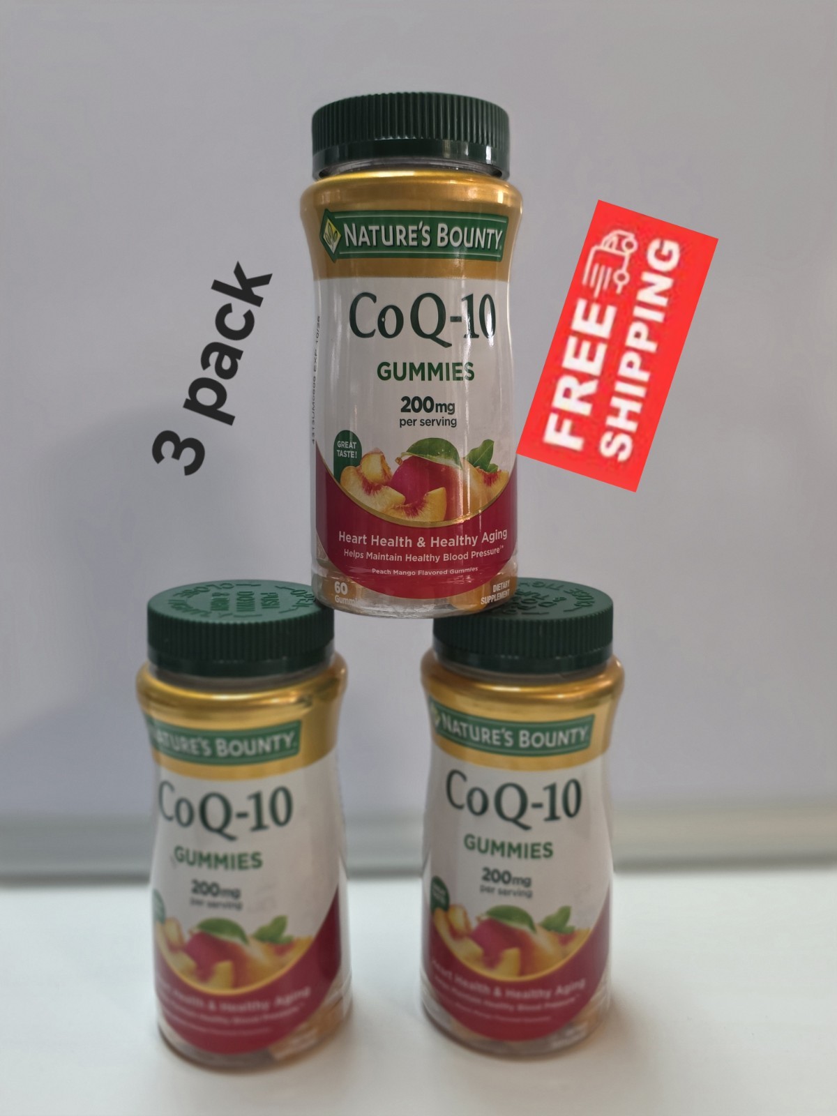 3PK Nature’s Bounty Co Q-10 200mg ~ 60 GUMMIES EA ~ 10/2026. Free Shipping!