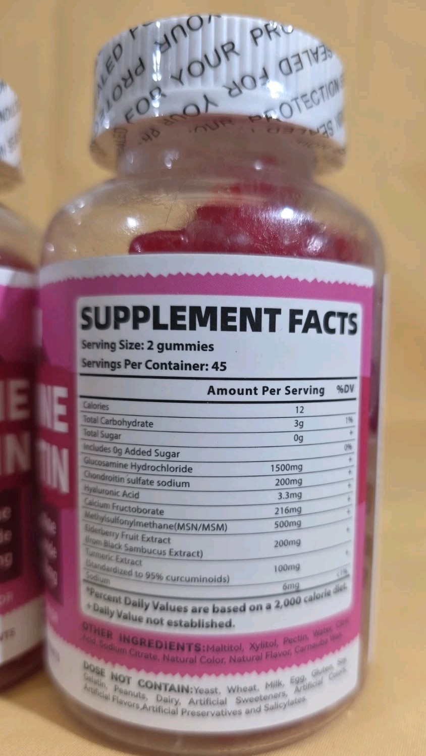 2 Bottles ElevateLife Glucosamine 1500mg W/Chondroitin Raspberry MSM/90 Per Btl