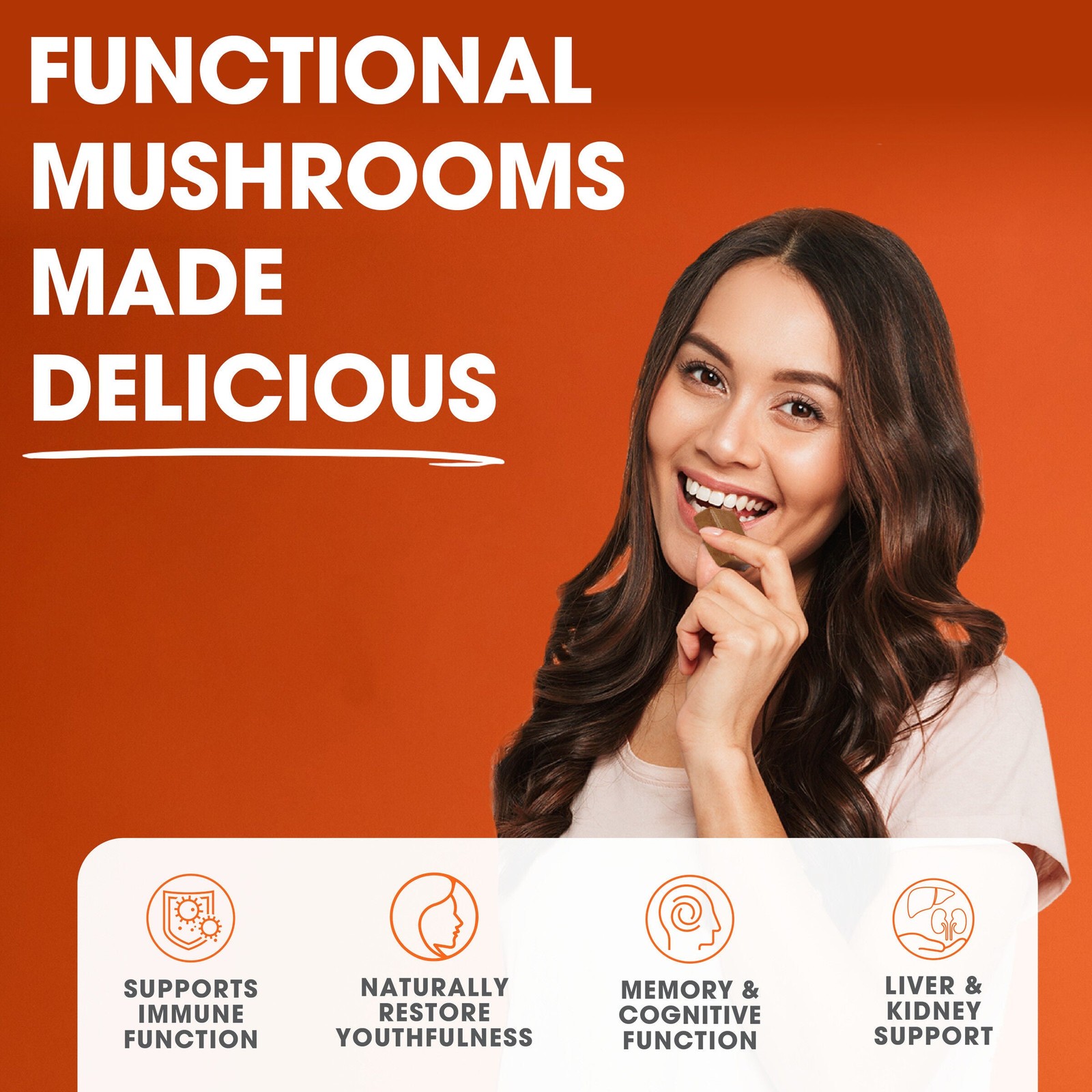 Genius Mushroom Chews – Butter Toffee – 60 Chews (60 Servings)