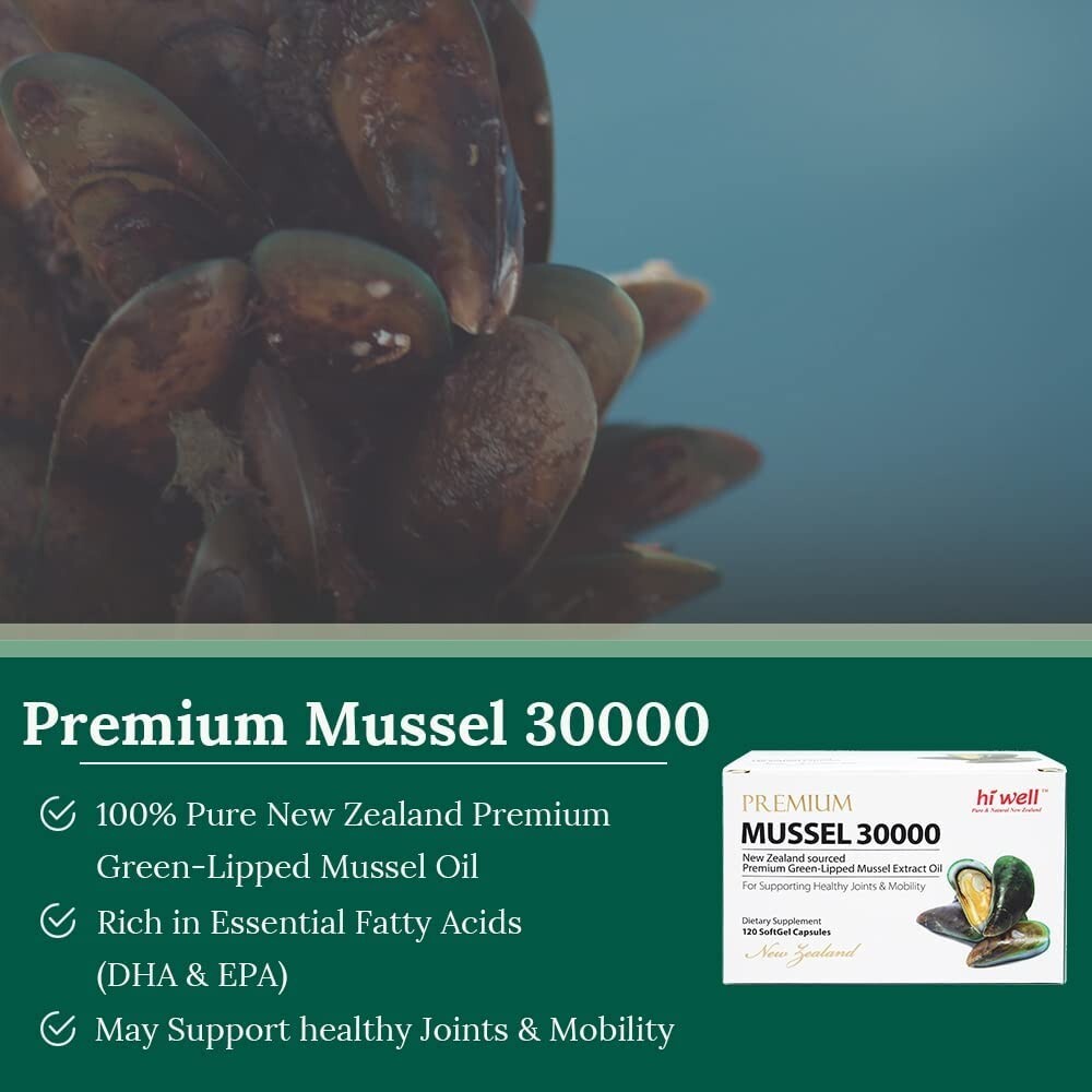 Hi well New Zealand Green Lipped Mussel Oil 30000 mg 120 Caps (3 Pack)