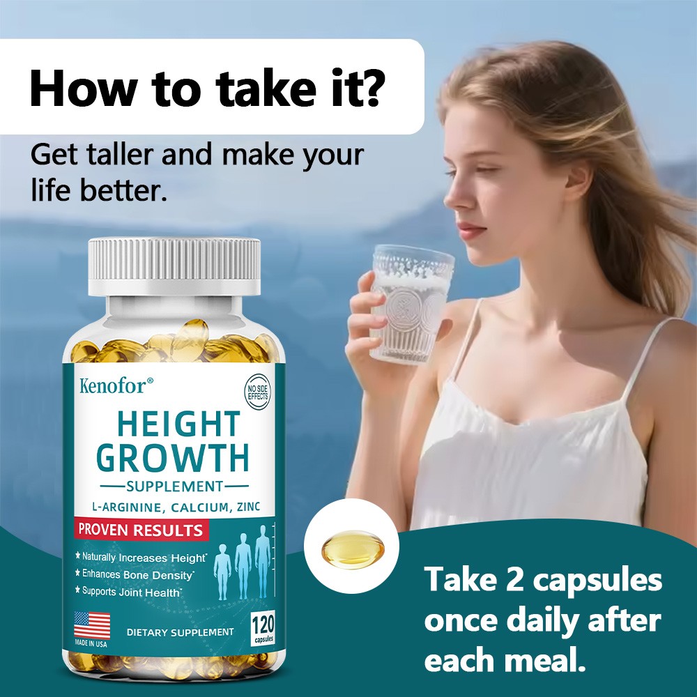 Height Growth Supplement 120 Caps with Calcium,Vitamin D3,Bone Strength,Density