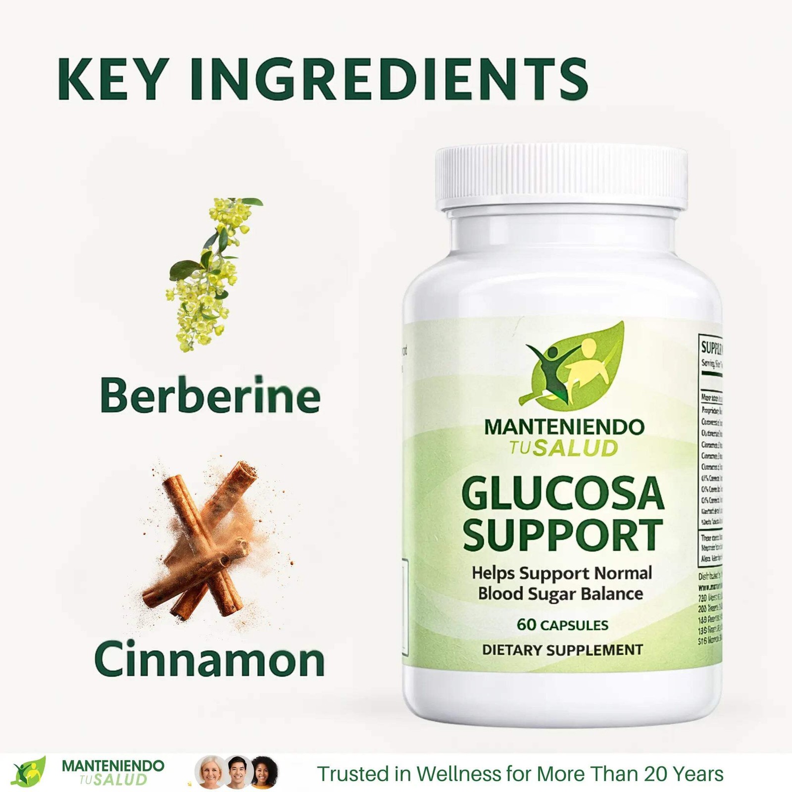 Manteniendo Tu Salud Glucosa Support, Sugar Balance, 60 Veg Capsules