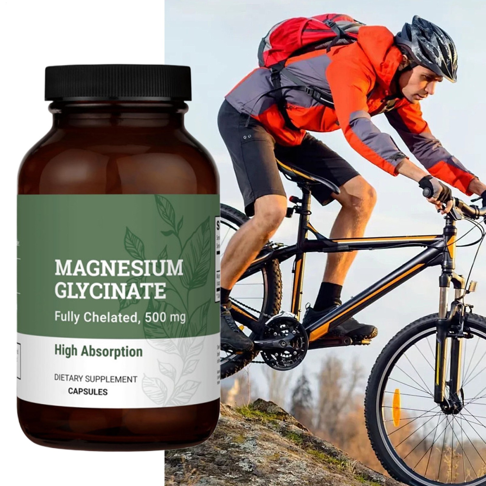 Earth Harmony Pure Chelated Magnesium Glycinate – Mg 500 120 Gelatin Capsules.