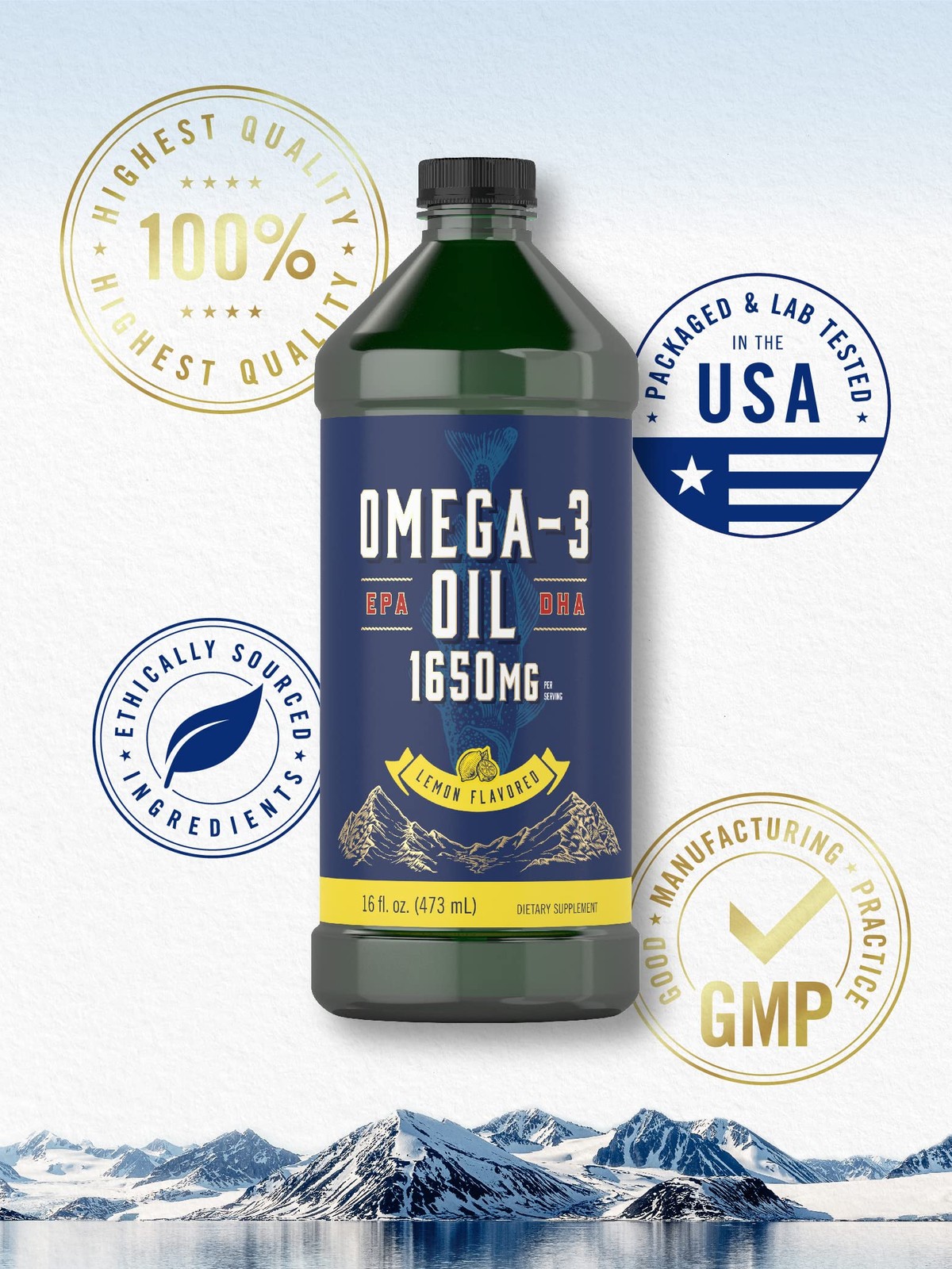 Carlyle Omega 3 Fish Oil Liquid 1650Mg 32 Fl Oz 2 X 16 Fl Oz Bottles Lemon