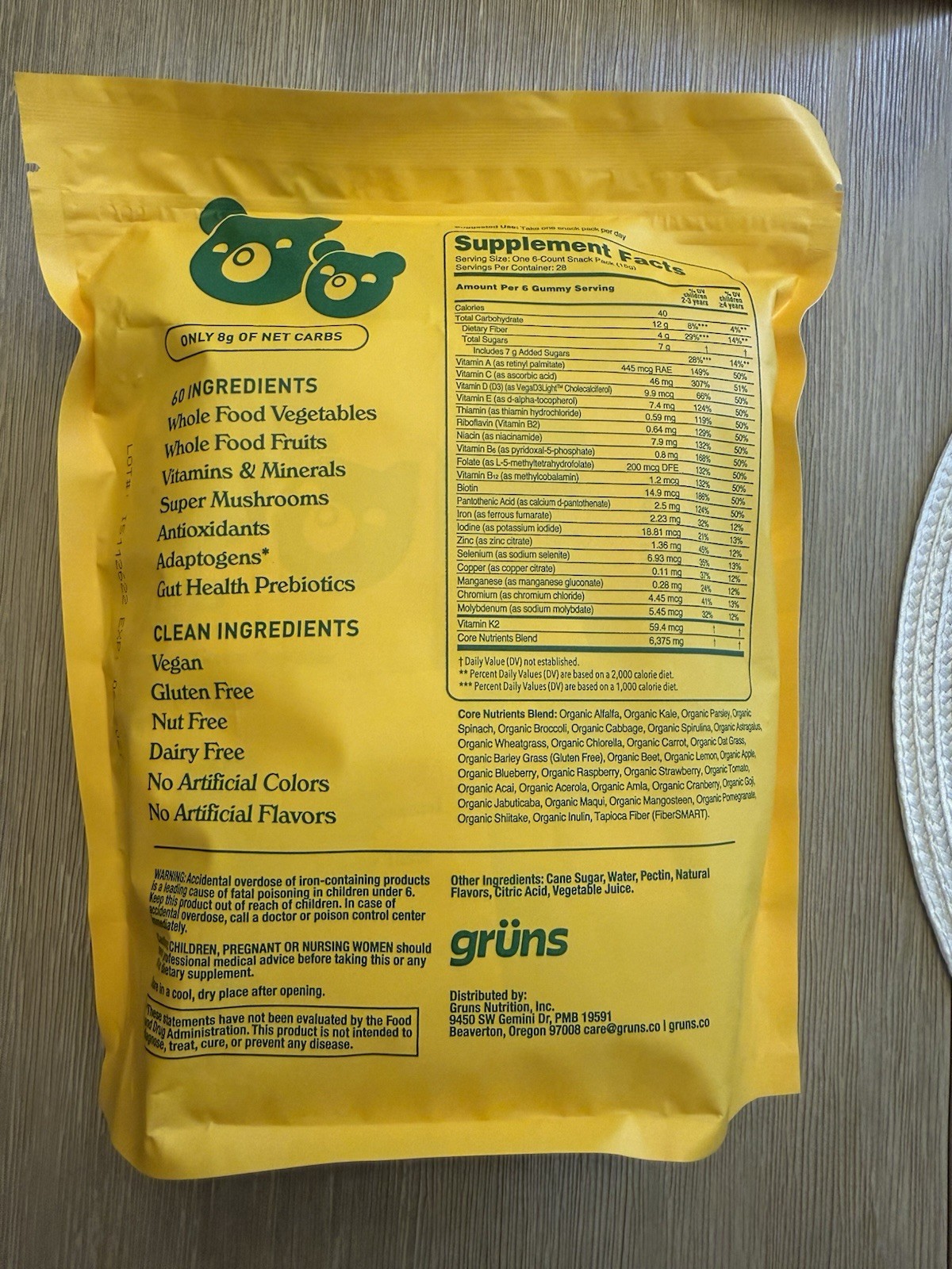 grüns CUBS Superfoods Greens Kids Gummies 168 Ct Vegan Gluten Free Exp 06/2027