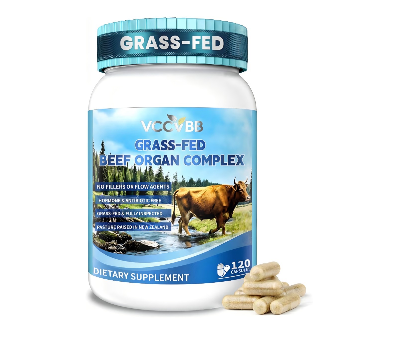 VCCVBB Grass-Fed Beef Organ Complex 120 Capsules Non-GMO Gluten-Free GMP