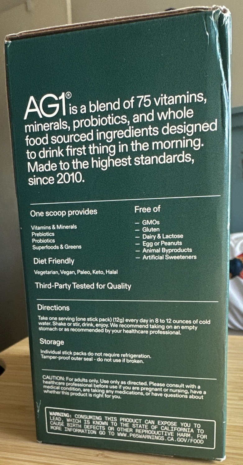 AG1 Daily Nutrition Powder 40 Count Vitamins Minerals Probiotics Vegan