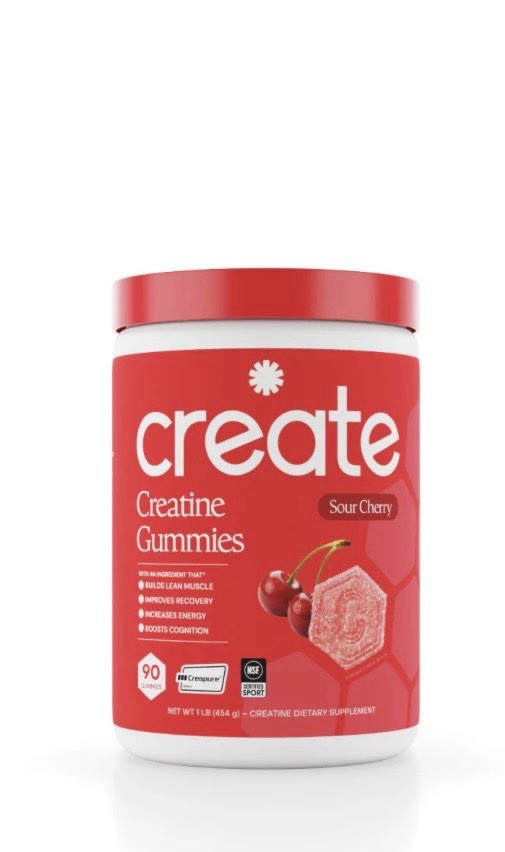 Create Creatine Monohydrate Gummies Sour Cherry Non-GMO 90 Ct 4.5g 1 lb