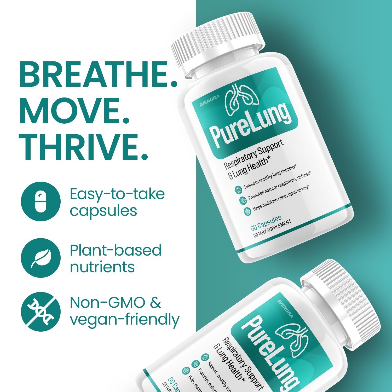 (2 Pack) PureLung Capsules – Pure Lung Pills Natural Blend Breathing Support