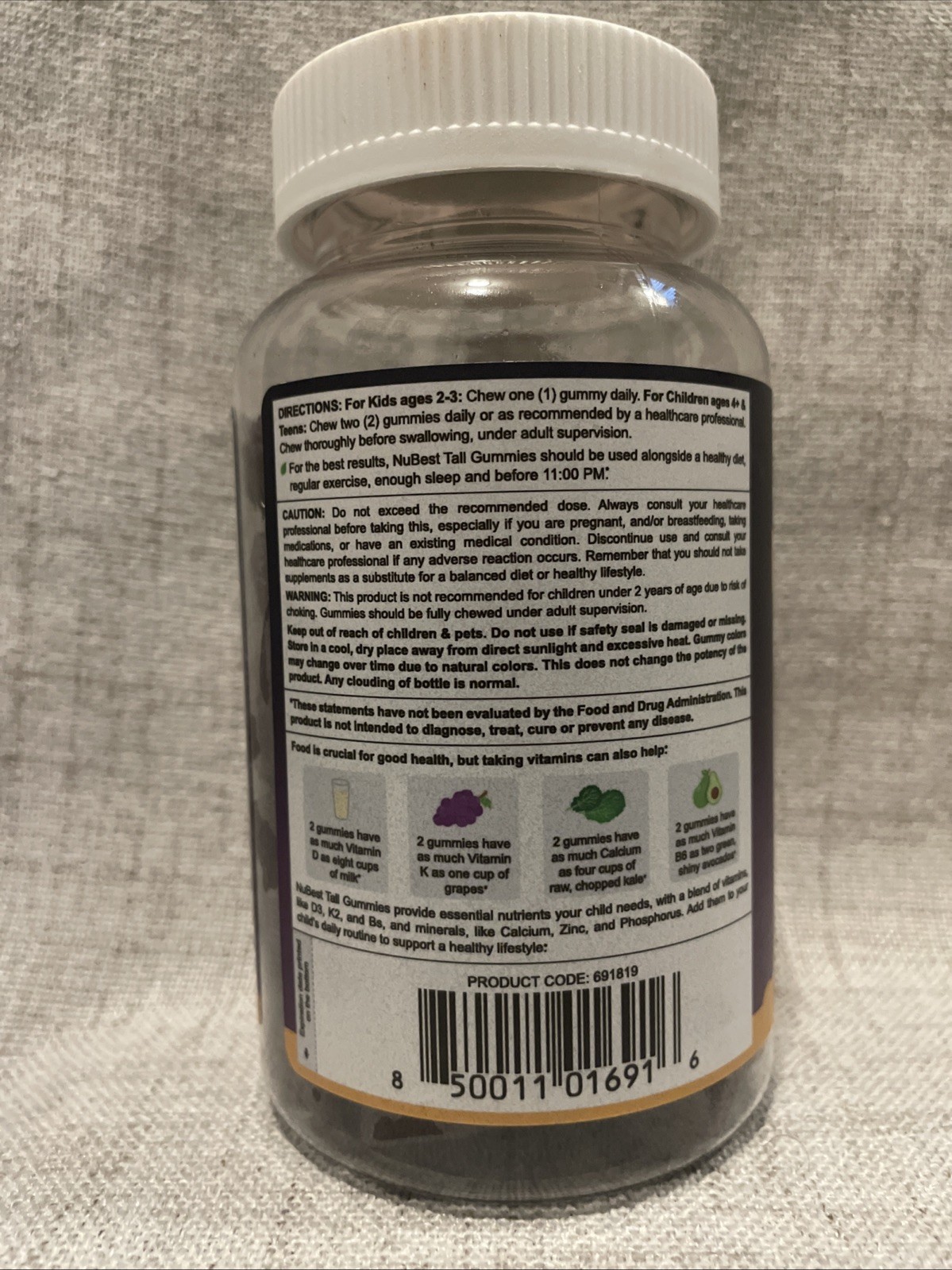 NuBest Tall Gummies Mixed Berry 60 Gummies Calcium D3 K2 Omega 3-6