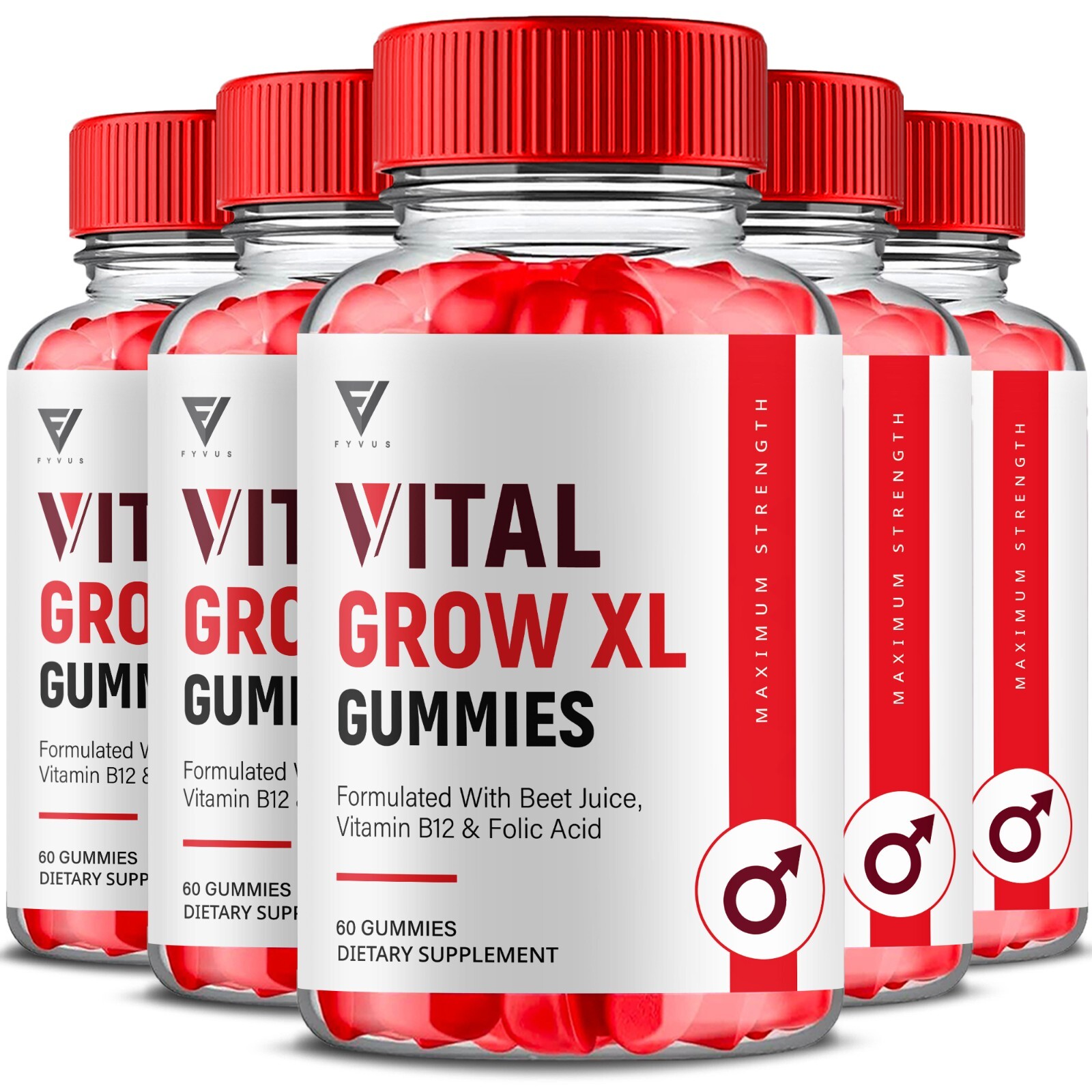 (5 Pack) Vital Grow XL Gummies, Vital Grow XL Maximum Performance (300 Gummies)