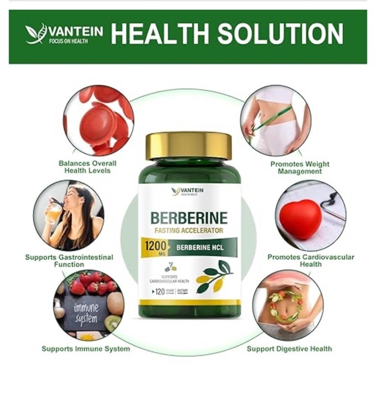 Berberine Supplement 1200mg, 120 Capsules Ultra Purity Berberine Exp 05/2027
