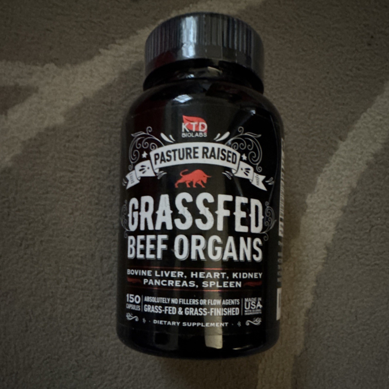 KTD Biolabs Pasture Raised Grass-Fed Beef Organs 150 Capsules