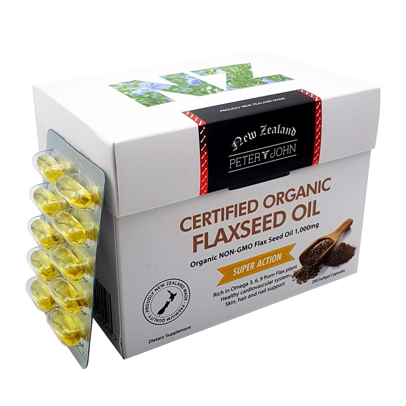 Organic Flaxseed Oil Softgels (200 Capsules) – 5 Pack