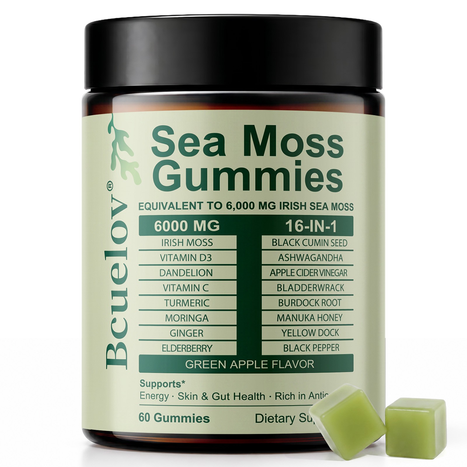 16-in-1 Sea Moss Gummie 6000mg Superfood Complex for Gut, Skin & Immune 60 Count