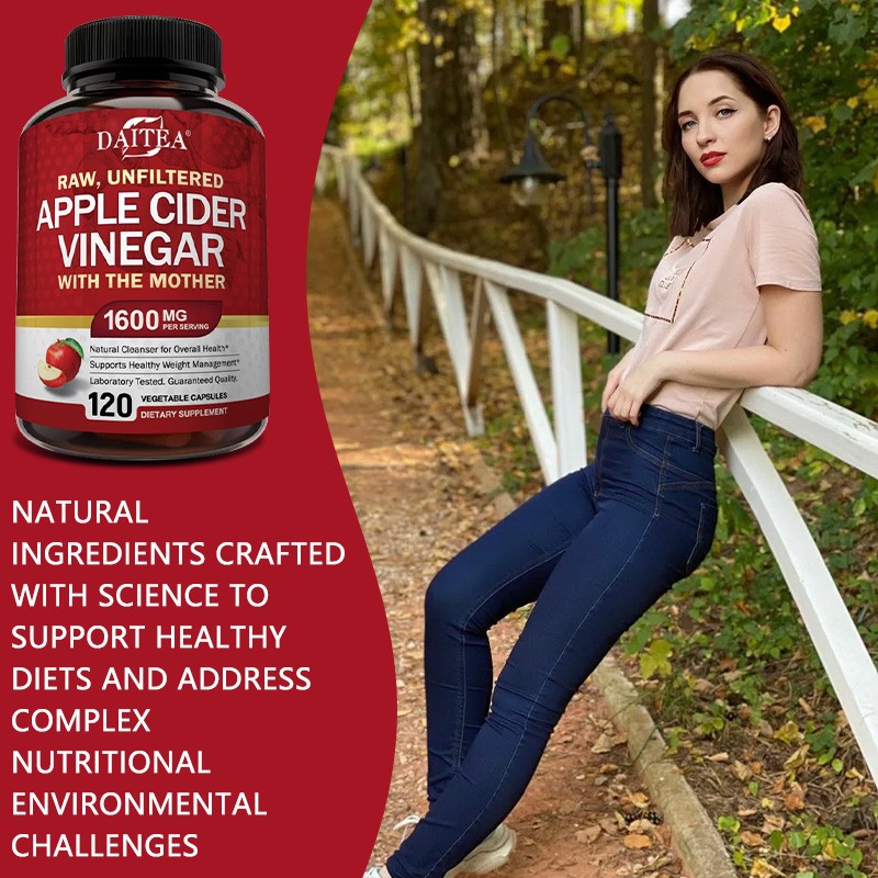 1600mg Apple Cider Vinegar Capsules, Detox & Weight Support, 120 VegCaps