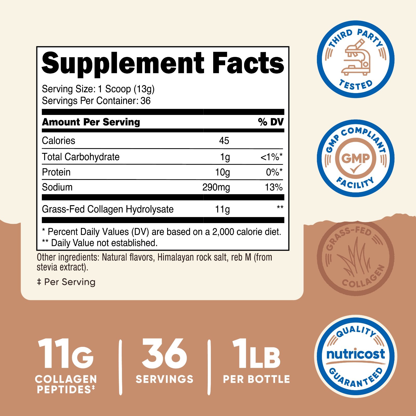 Nutricost Grass-Fed Collagen Powder 1LB (454 G) (Salted Caramel)
