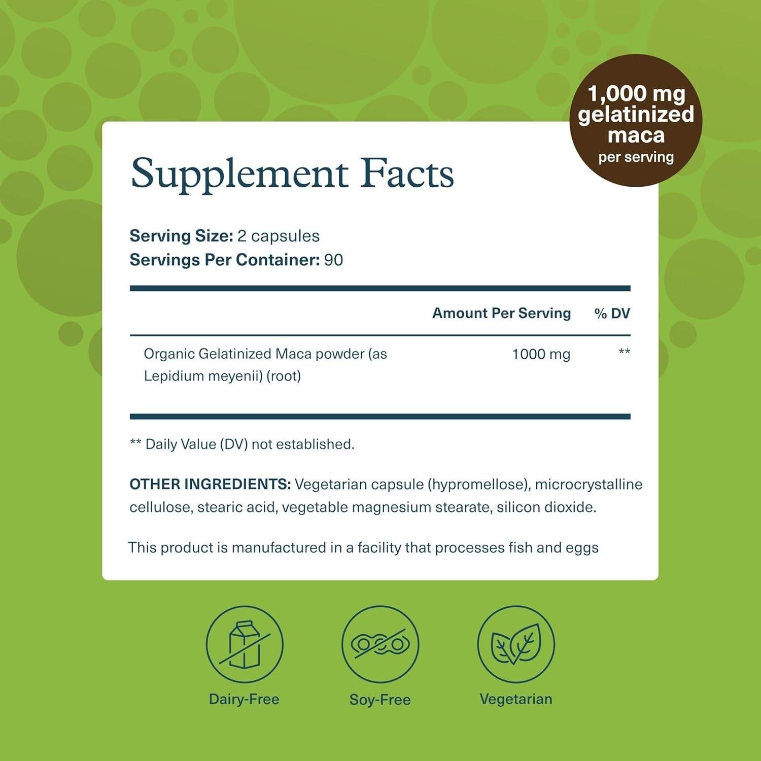 Youtheory Maca 1000mg Organic Superfood 180 Vegetarian Capsules Exp 02/2028