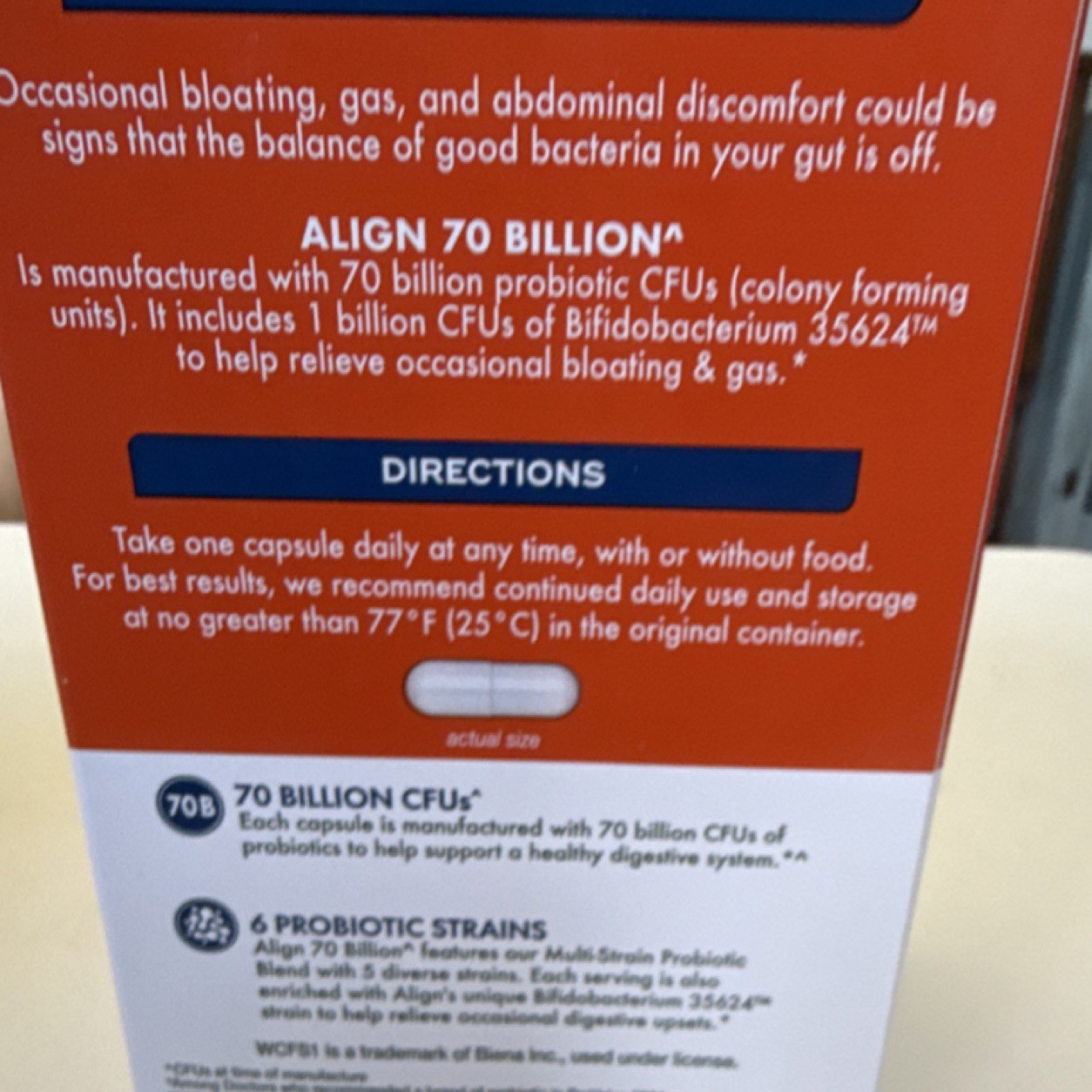 Align Multi-Strain Probiotic 70 Billion Gluten Free Vegetarian 30 Capsules