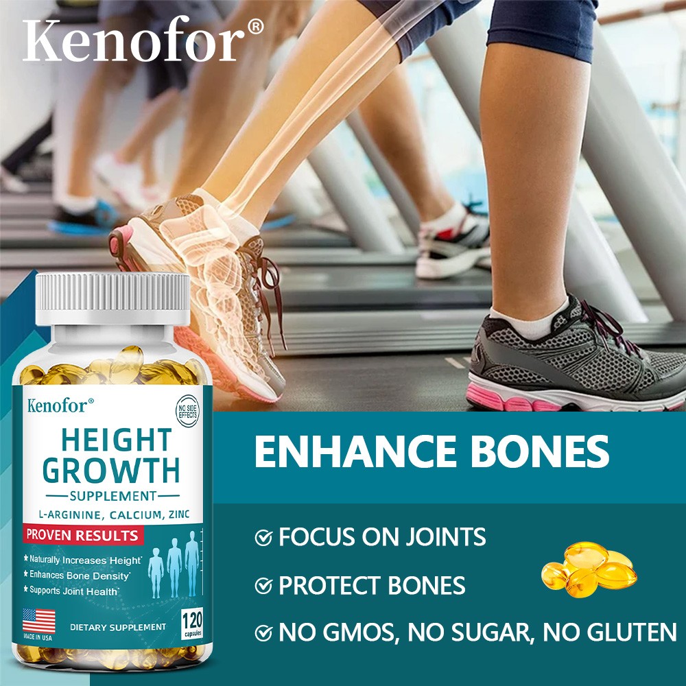 Height Growth Supplement 120 Caps with Calcium,Vitamin D3,Bone Strength,Density