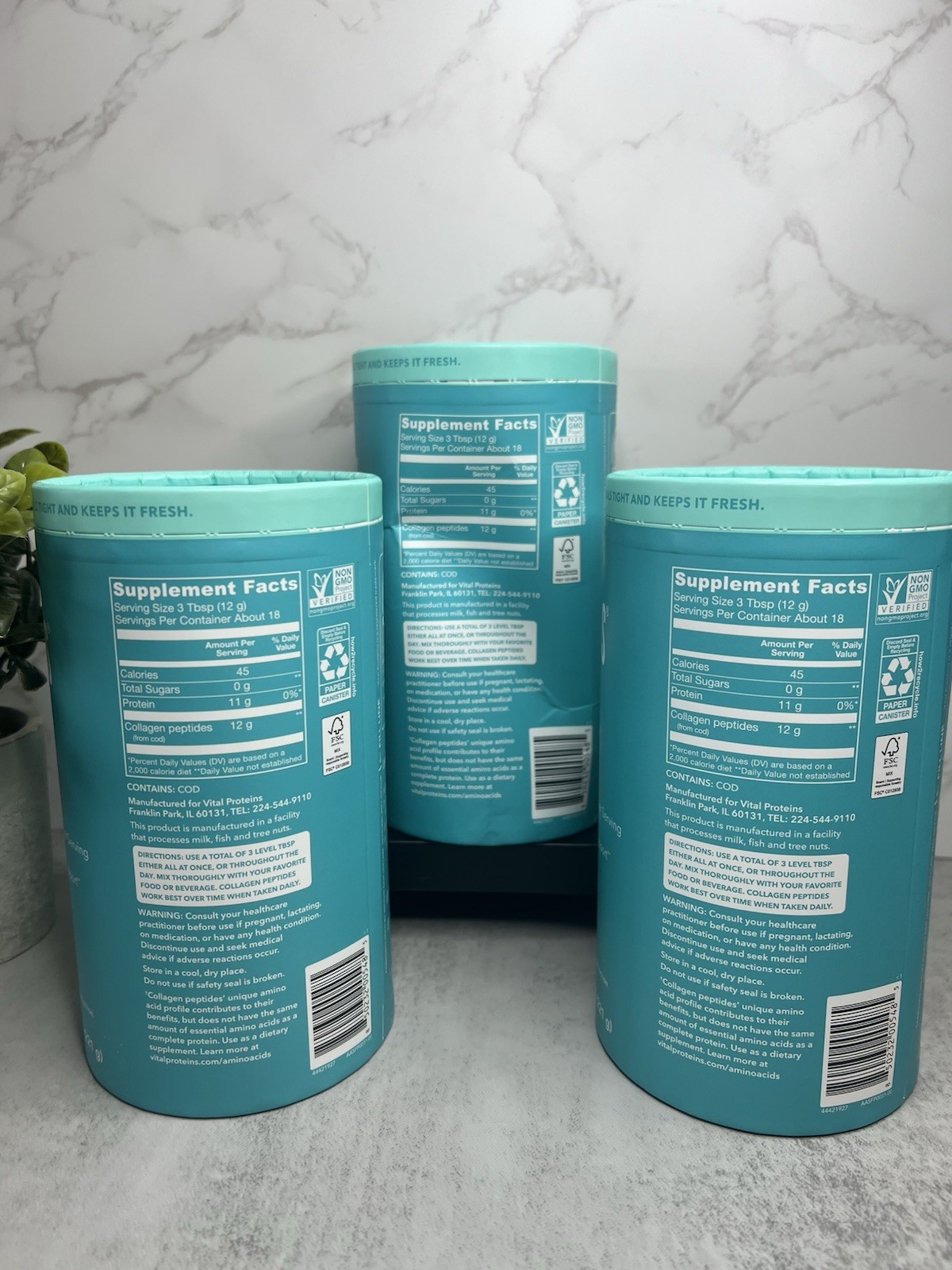 Vital Proteins Marine Collagen Peptides Powder Unflavored 3pk 7.8 oz Exp 11/2027