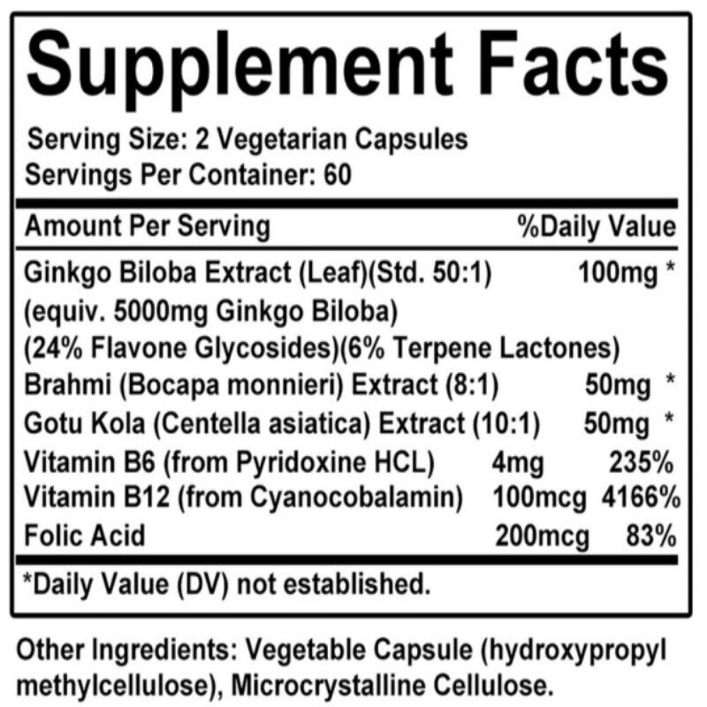 Ginkgo Biloba – 5000mg -120 Capsules-Non-GMO, Gluten Free-Improve concentration