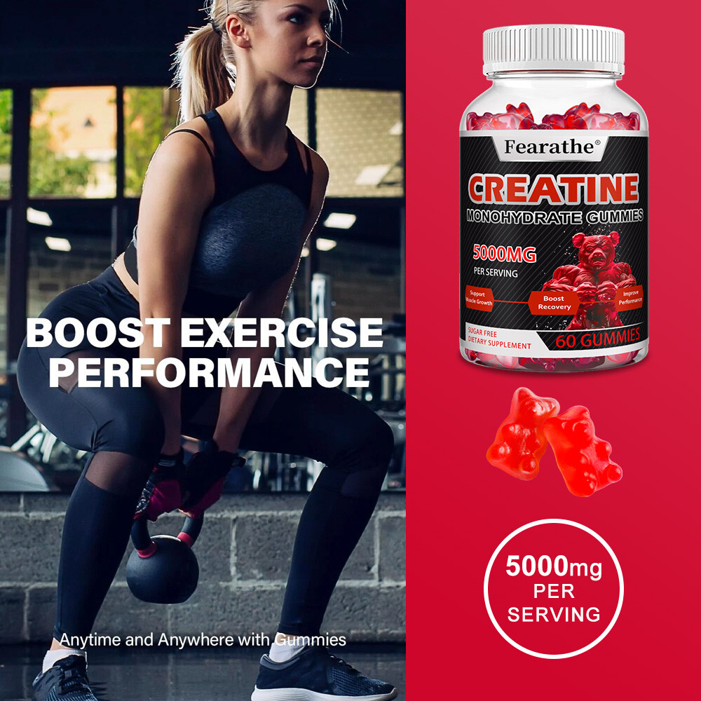 5000mg Creatine Monohydrate Gummies, Sugar Free Muscle Strength & Recovery,60 CT