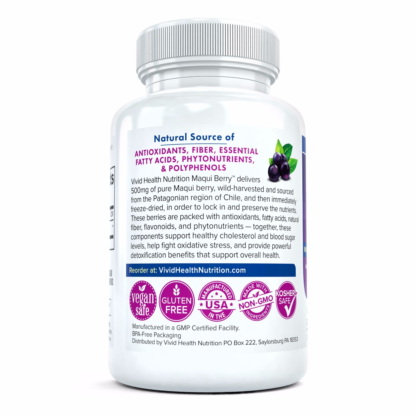 PURE MAQUI BERRY Immune Boosting, Antioxidant Superfood Supplement 500mg