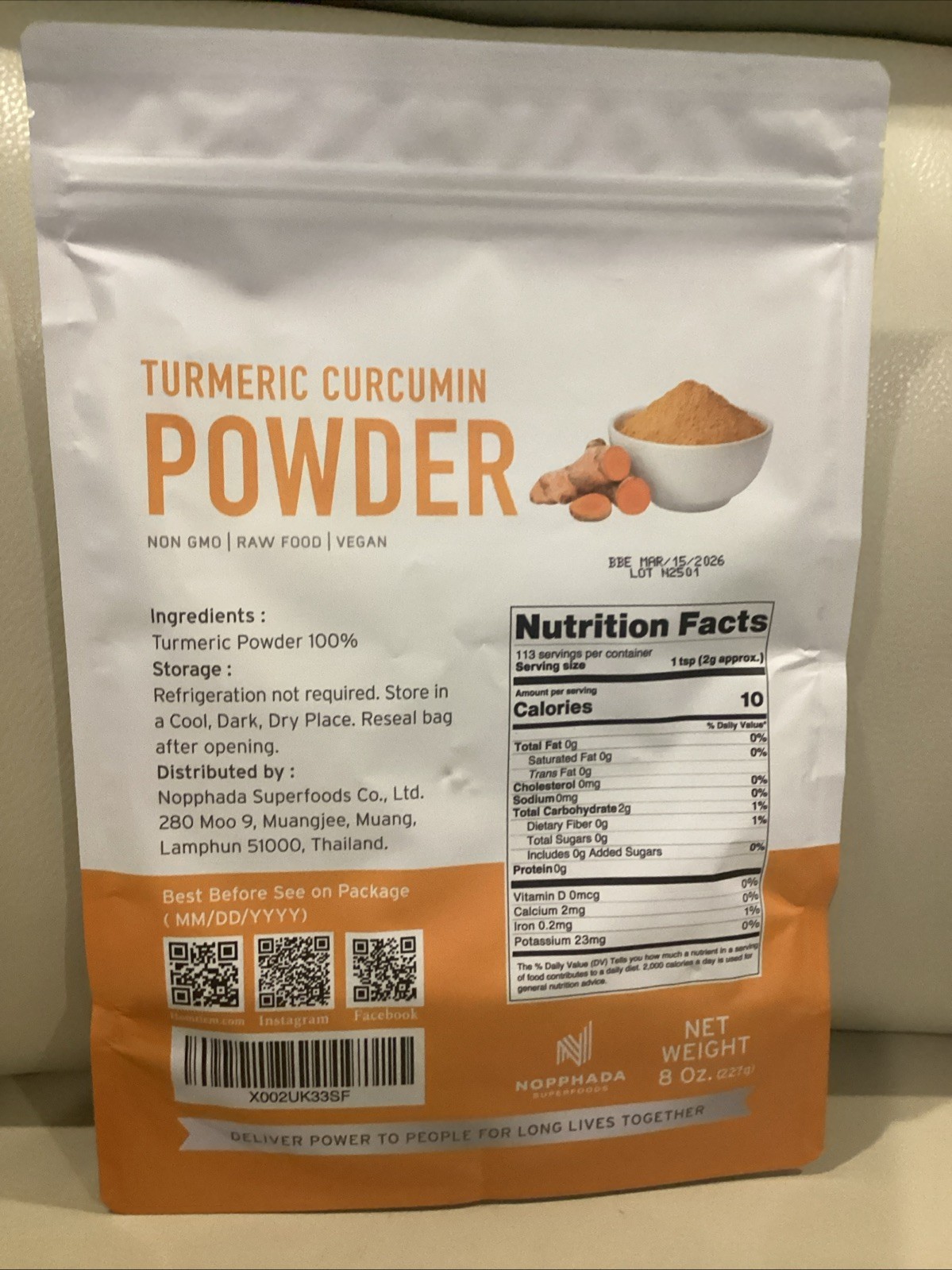 Homtiem Turmeric Curcumin Powder 8 0z (227G) – Raw- Vegan-Non-GMO