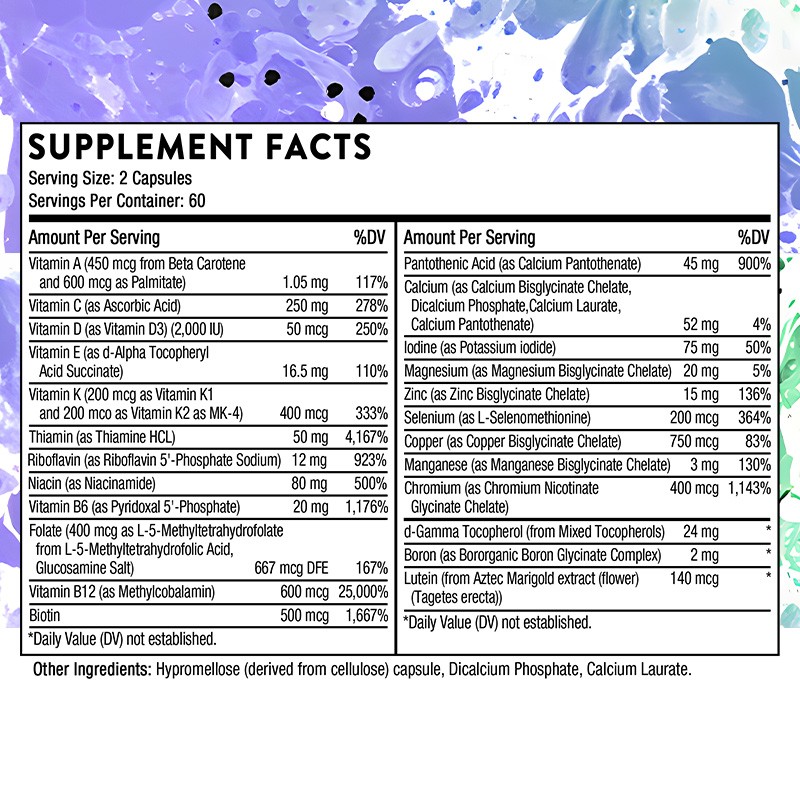 Multivitamin Daily | All-in-One for Immune, Skin & Energy, 30/60/120 Capsules