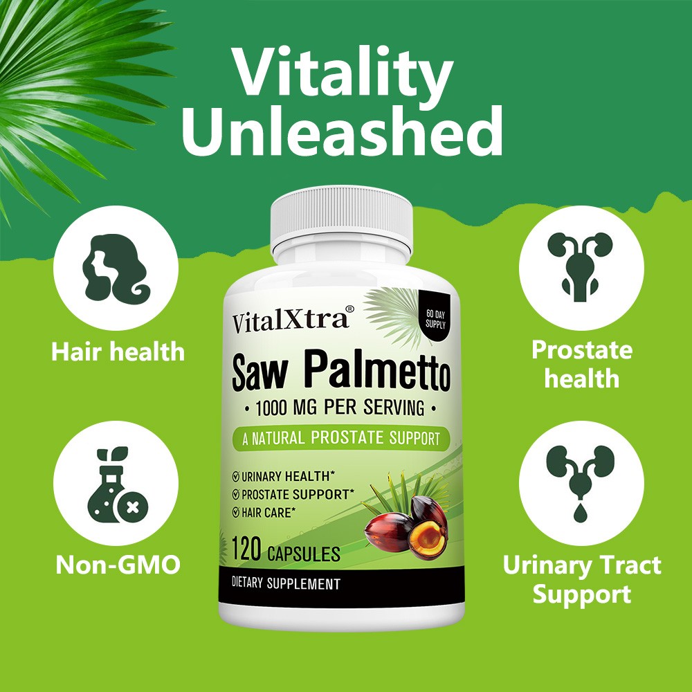 Vegan Saw Palmetto Capsules-Supports Prostate, Urinary & Hair Health 30~120 Caps