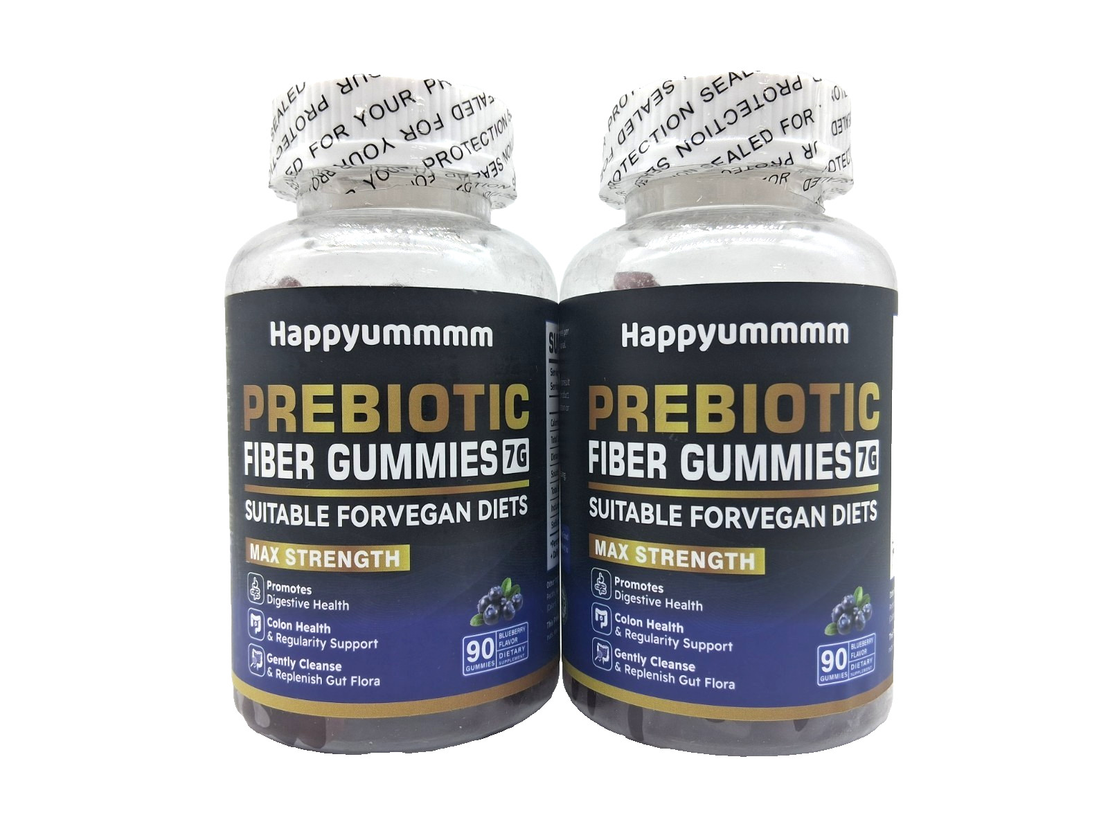 2 x Happyummmm Prebiotic Fiber Gummies 7g, 90 Gummies, Blueberry, Exp. 03/2027