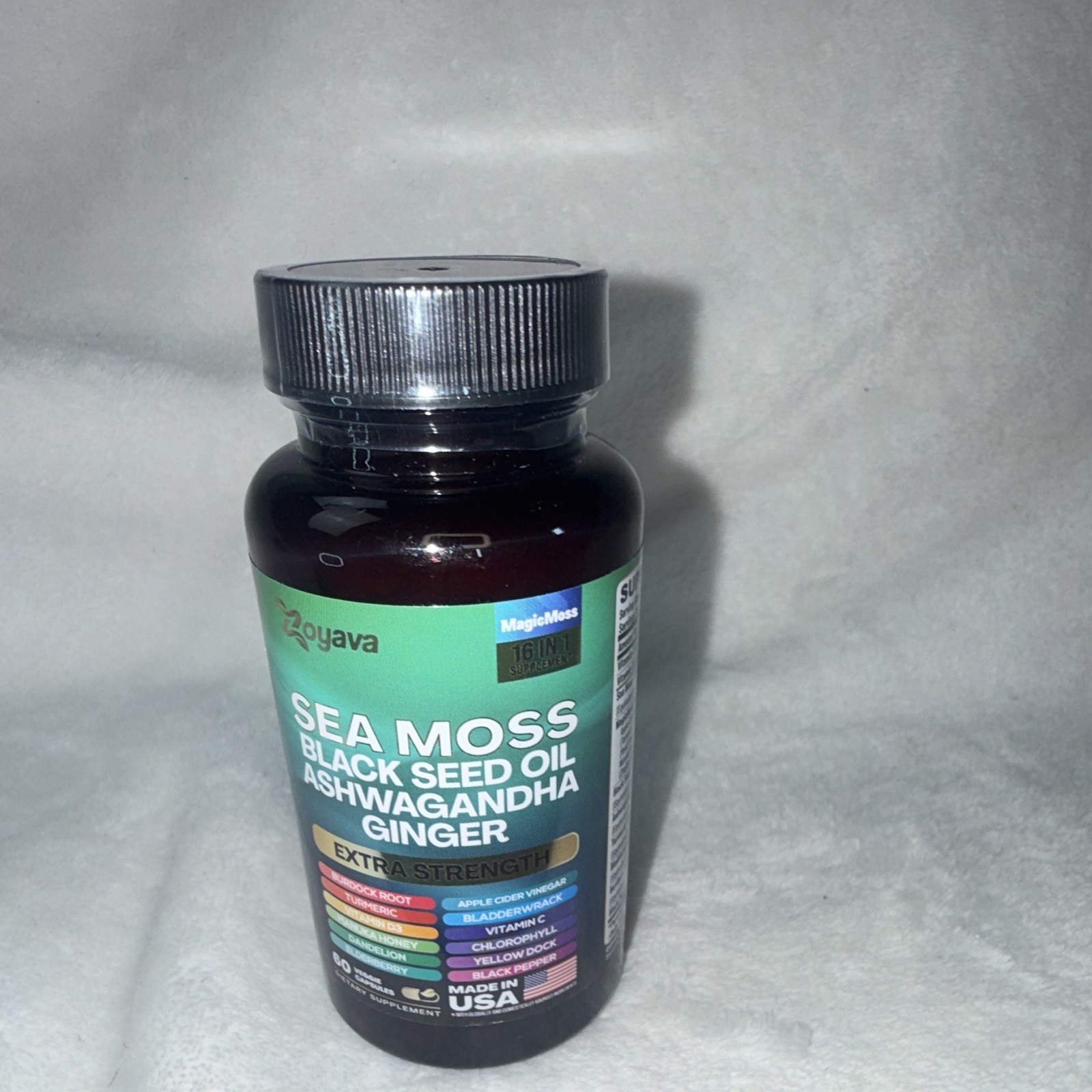 Zoyava Sea Moss + Black Seed Oil Ashwagandha Ginger Immune Extra 60 Caps