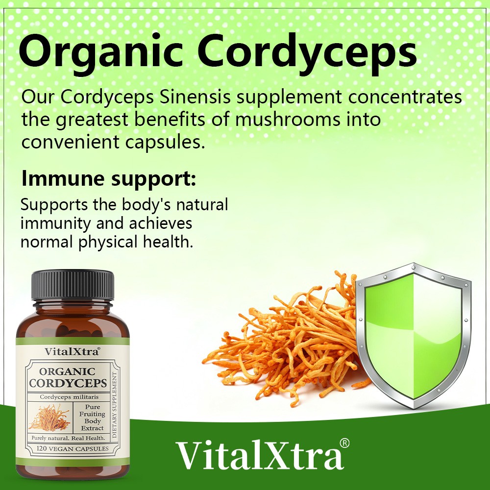 Organic Cordyceps sinensis: boosts energy and immunity &improves gut function.