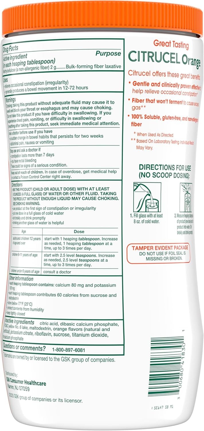 Fiber Powder for Occasional Constipation Relief, Methylcellulose Fiber Powder, O
