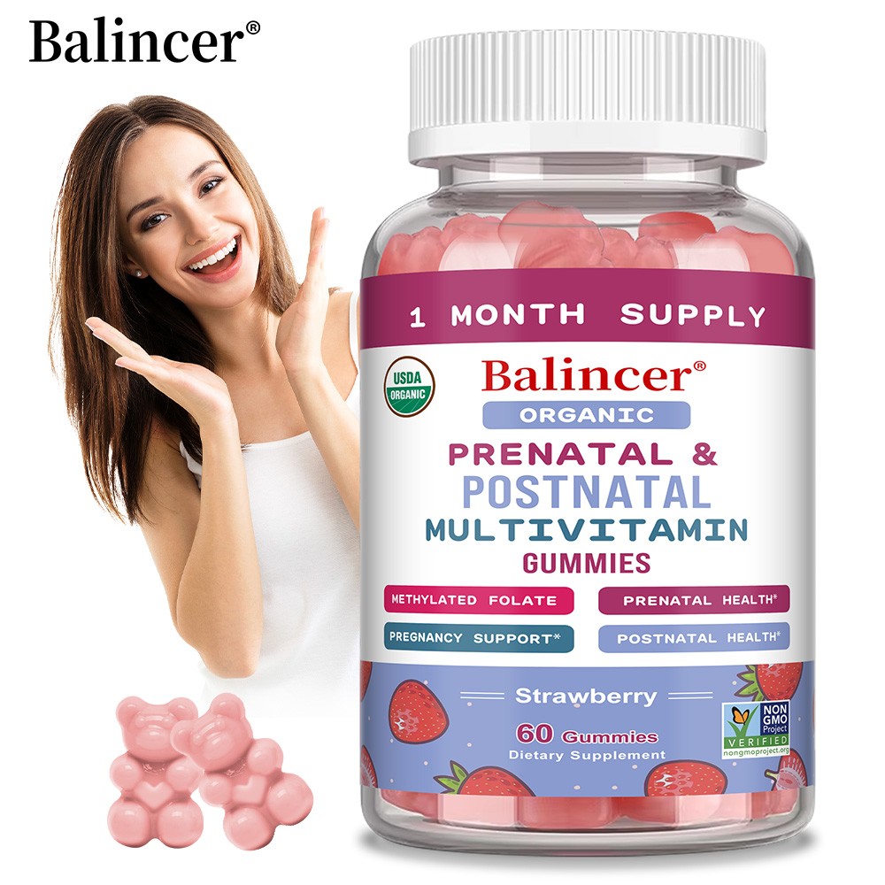 Prenatal Postnatal Multivitamin Gummies | Methyl Folate for Mom & Baby, 60 Chews