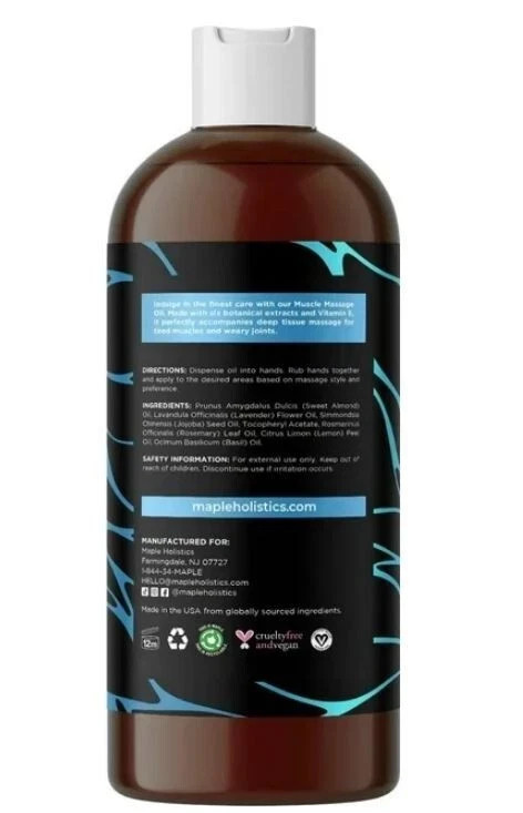 Maple Holistics Lavender Muscle Massage Oil for Massage Therapy 8 fl oz