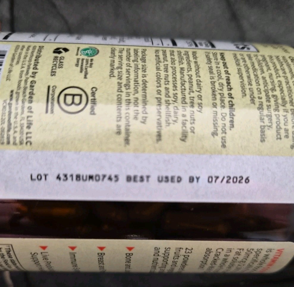 Garden of Life Vitamin Code Raw D3 2,000 Iu (2x 120 VEG CAPS=240) EXP 06/26